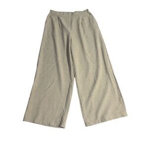 SHEIN Wide Leg Pants Beige Elastic Waist Polyester‎ L